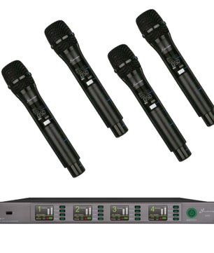Studio Master W4U-RH4 | 4 Channel Digital Wireless System with 4 Handheld Transmitters