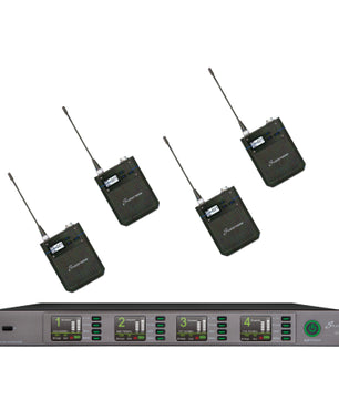 Studio Master W4U-RL4 | 4 Channel Digital Wireless System with 4 Beltpack Transmitters
