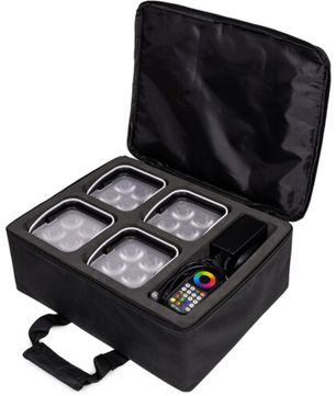 ColorKey MobilePar Mini Hex 4 MKII 4-Pack | Wireless Battery-Powered Uplights | RGBAW+UV Wash Lights with Carrying Case