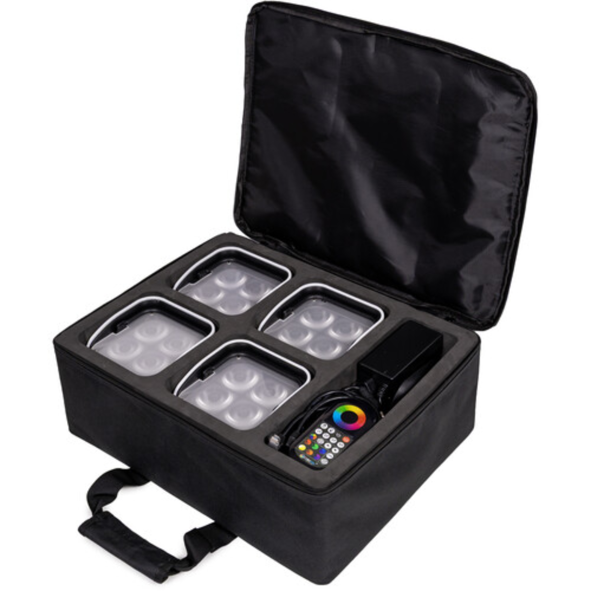ColorKey MobilePar Mini Hex 4 MKII 4-Pack | Wireless Battery-Powered Uplights | RGBAW+UV Wash Lights with Carrying Case