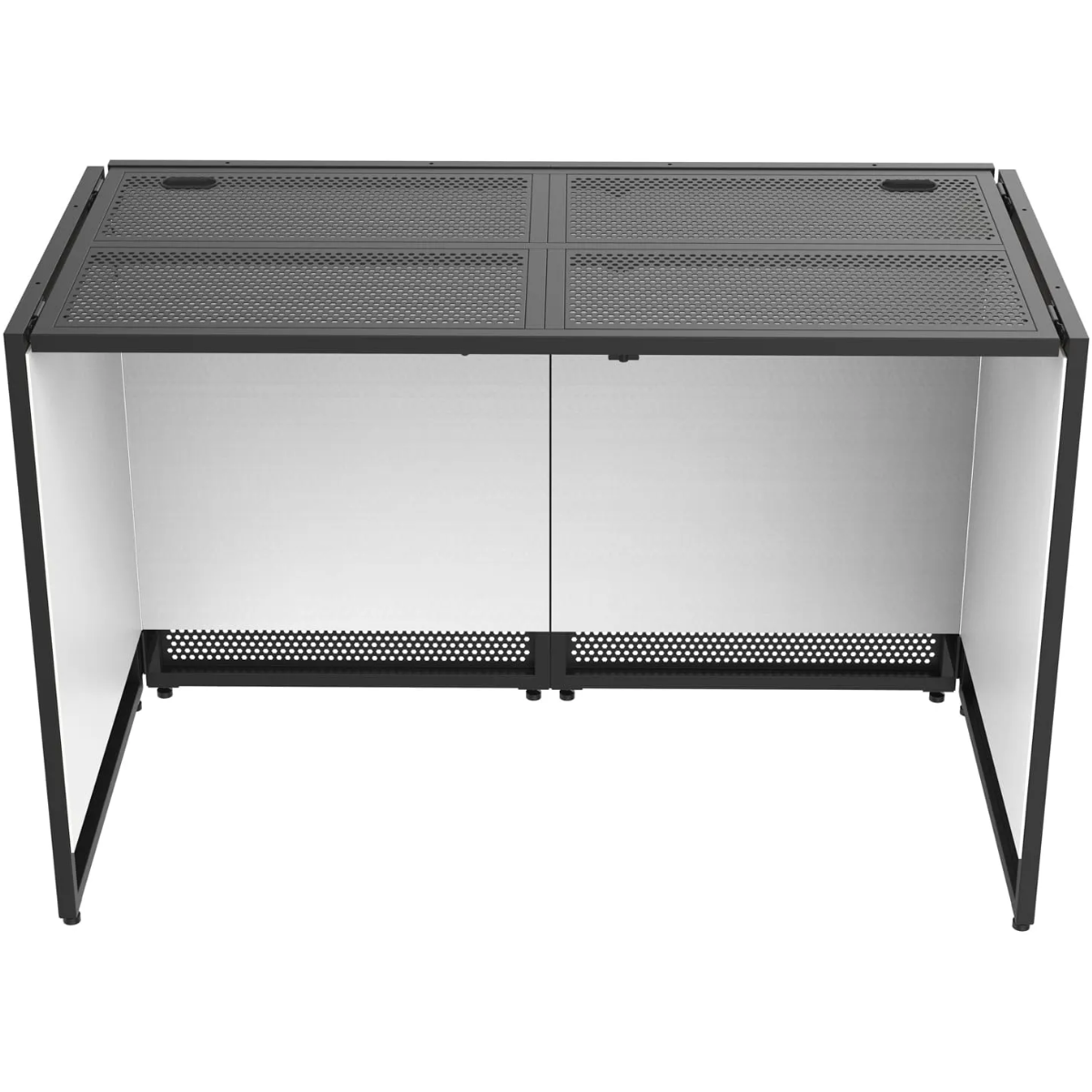 Odyssey DJBOOTH50 | 50in Wide, Removable Mesh Barrier, Black & White Scrims | Portable Aluminum DJ Booth with Carry Bag