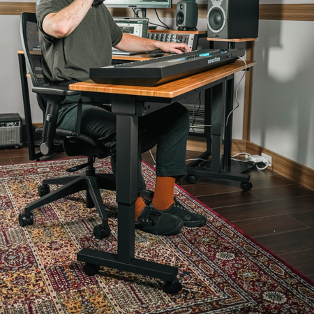 Wavebone Hover Keyboard Stand 1400 Wood | Height Adjustable Workstation | Hand Crank Studio Desk