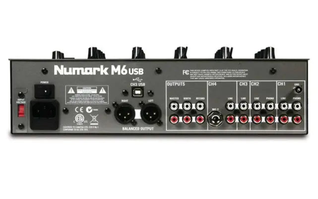 Numark M6 USB | 4-Channel DJ Mixer with USB Interface | Balanced Outputs & Mic Inputs