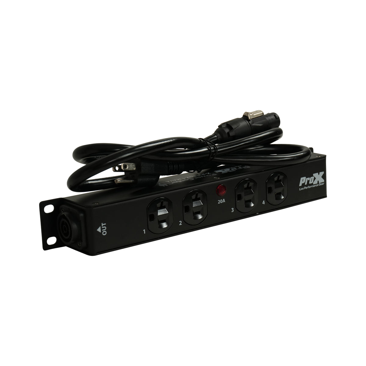 ProX XPWEDX4MAYA | 4 Outlet 20A Power Distribution Box | True1 IN/OUT Pass-Through Design