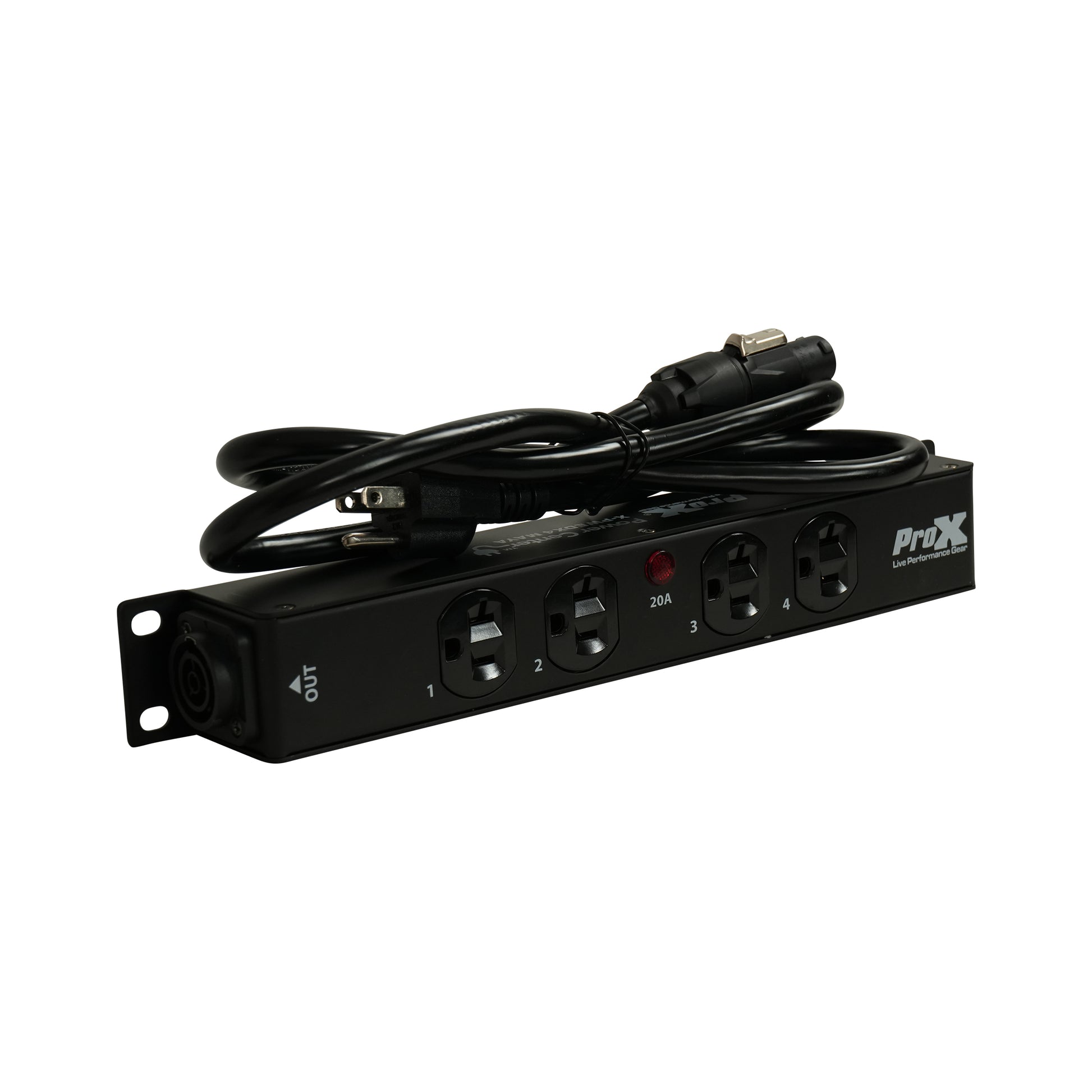ProX XPWEDX4MAYA | 4 Outlet 20A Power Distribution Box | True1 IN/OUT Pass-Through Design