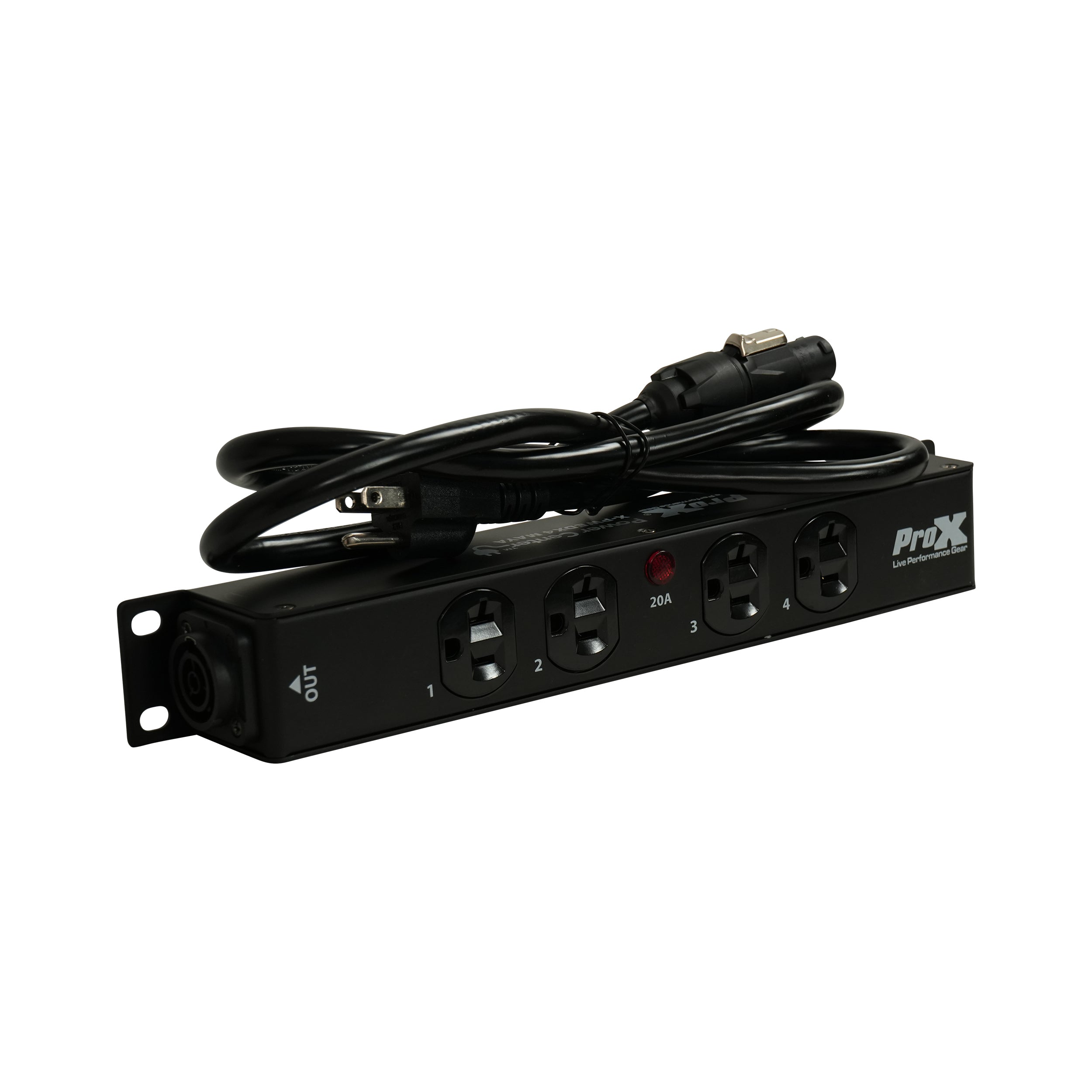 ProX XPWEDX4MAYA | 4 Outlet 20A Power Distribution Box | True1 IN/OUT Pass-Through Design