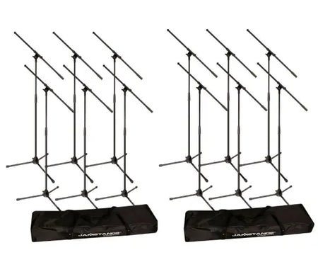 Ultimate Support JS-MCFB6PK Package | 2x 6-Pack Mic Stand Kits | 12 Boom Stands with Carry Bags