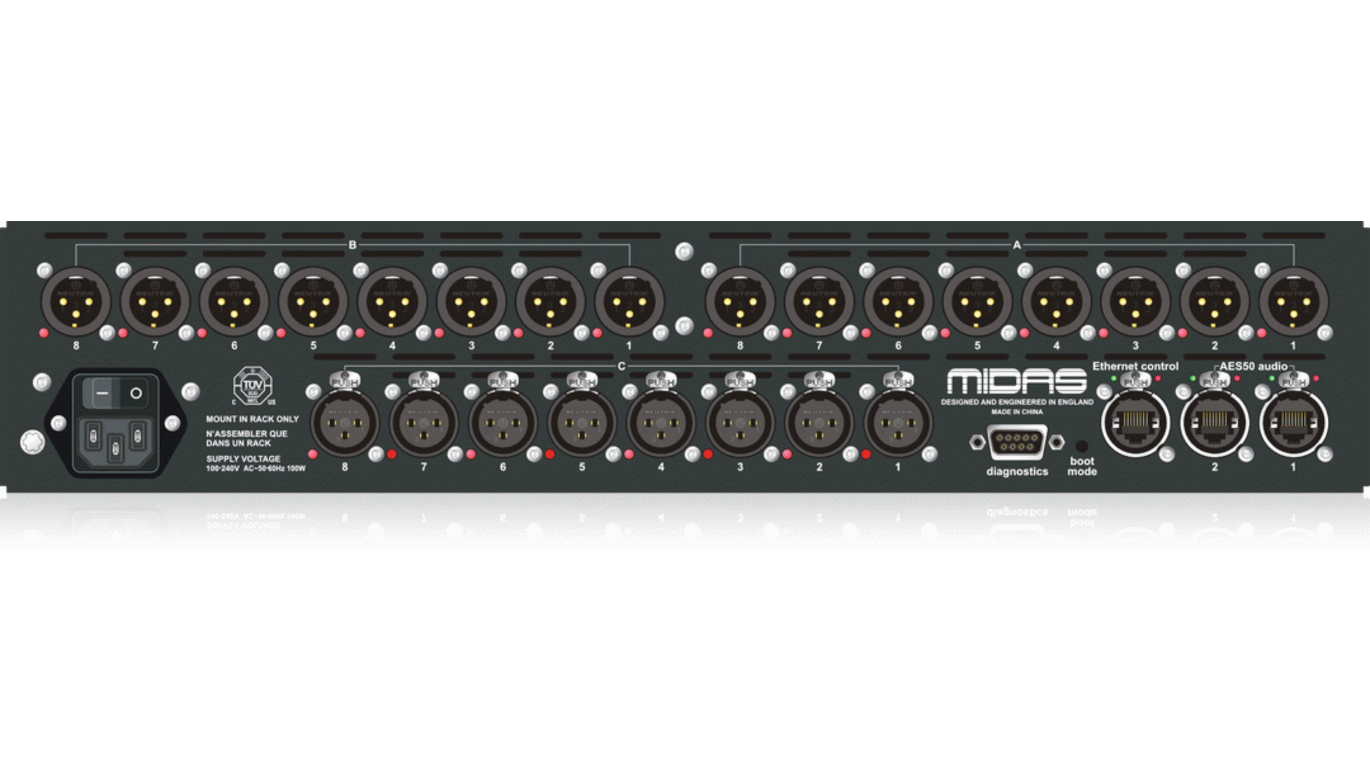Midas MDS-DL154 | 8x16 Digital Stage Box | 48/96kHz Operation with Remote CAT5 Control