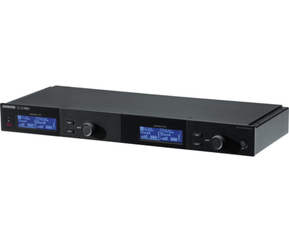 Shure SLXD4Q+ G57 | Quad Digital UHF Receiver - 138MHz Range | Rackmount 4-Channel with Audio Summing