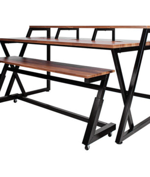 Wavebone Headquarter | Woodgrain Studio Workstation Desk | 9U Rack Space with Keyboard Stand