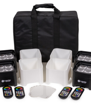ColorKey MobilePar Mini Hex 4 MKII 4-Pack | Wireless Battery-Powered Uplights | RGBAW+UV Wash Lights with Carrying Case
