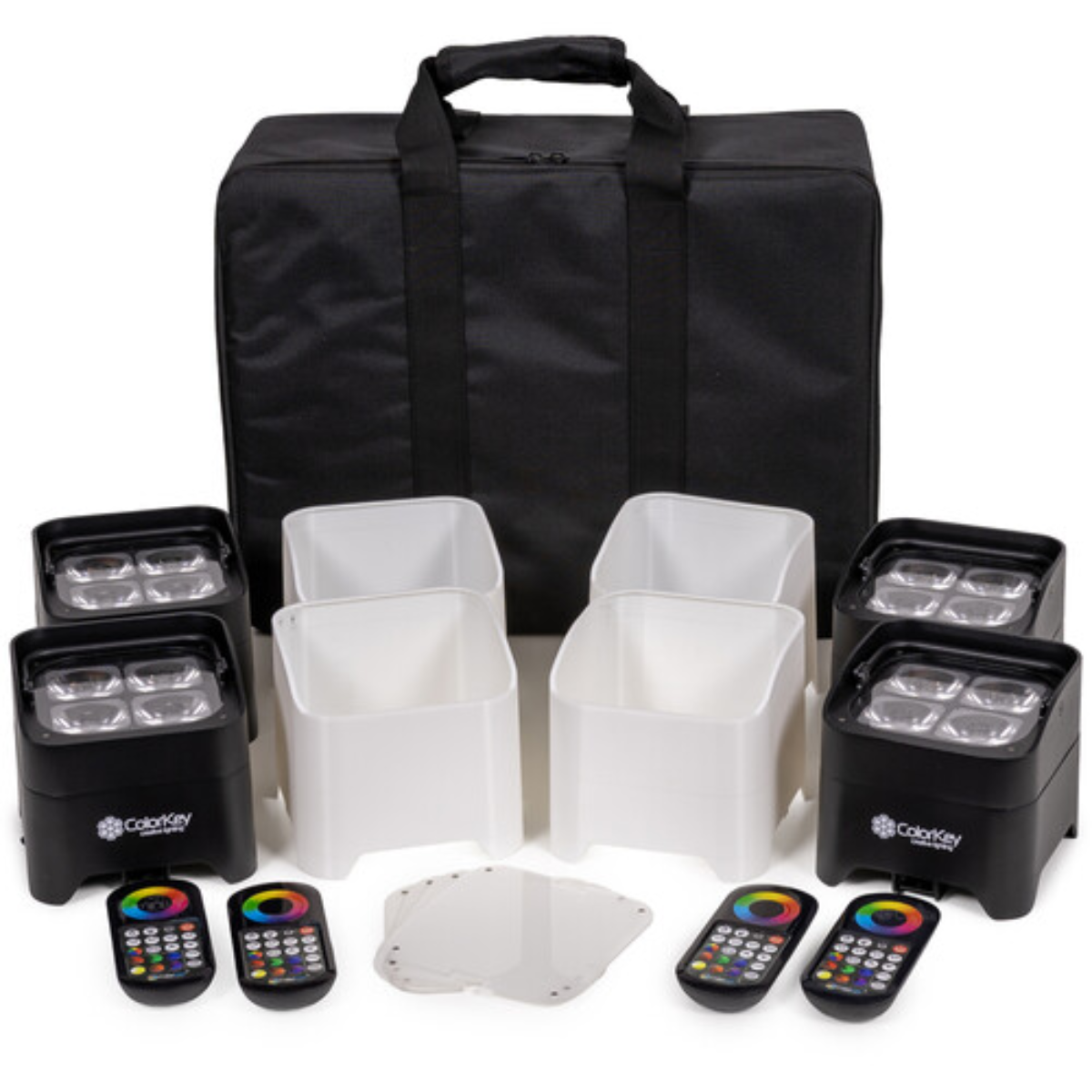 ColorKey MobilePar Mini Hex 4 MKII 4-Pack | Wireless Battery-Powered Uplights | RGBAW+UV Wash Lights with Carrying Case