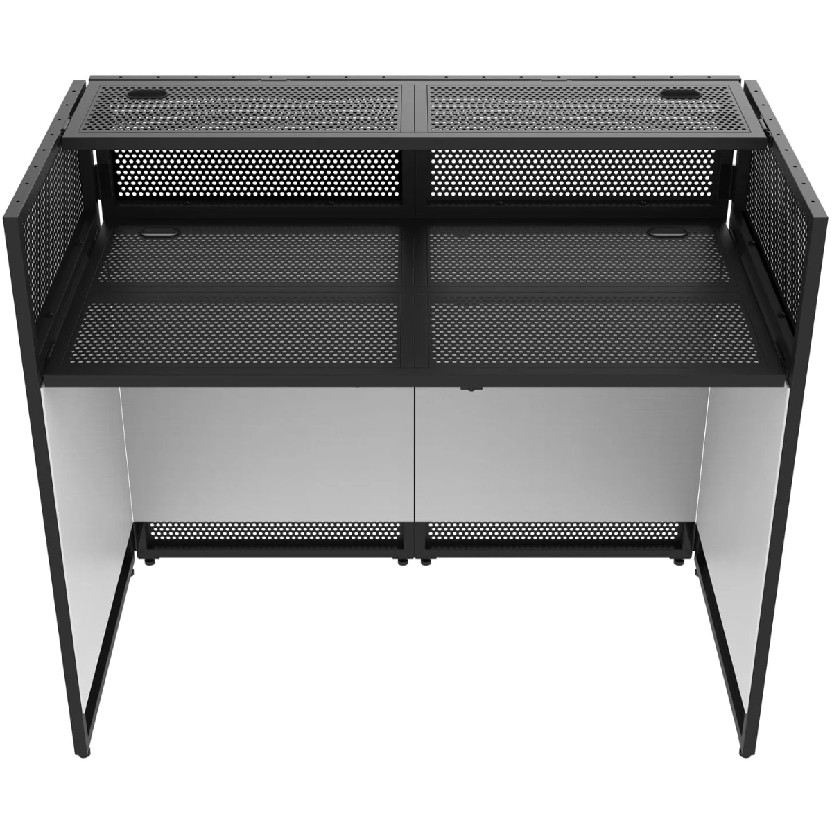 Odyssey DJBOOTH50 | 50in Wide, Removable Mesh Barrier, Black & White Scrims | Portable Aluminum DJ Booth with Carry Bag