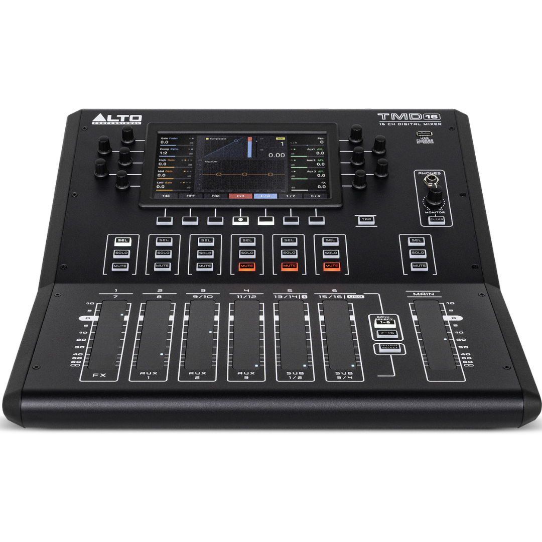Alto Pro TMD16 | 16-Channel Digital Mixer with FX | Bluetooth, USB & Touch Faders