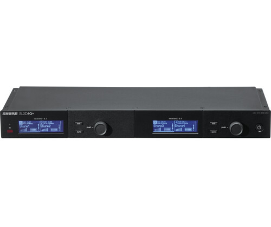 Shure SLXD4Q+ G57 | Quad Digital UHF Receiver - 138MHz Range | Rackmount 4-Channel with Audio Summing