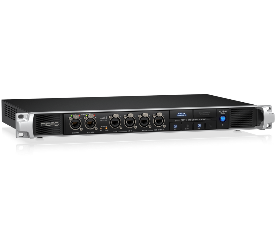 Midas MDS-HUB4 PRO | 96kHz Personal Monitor Hub | 16 Analog Outs + PoE for DP48