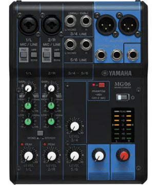 Yamaha MG06 | 6-Channel Analog Mixer with D-PRE Preamps | Compact Design with Phantom Power