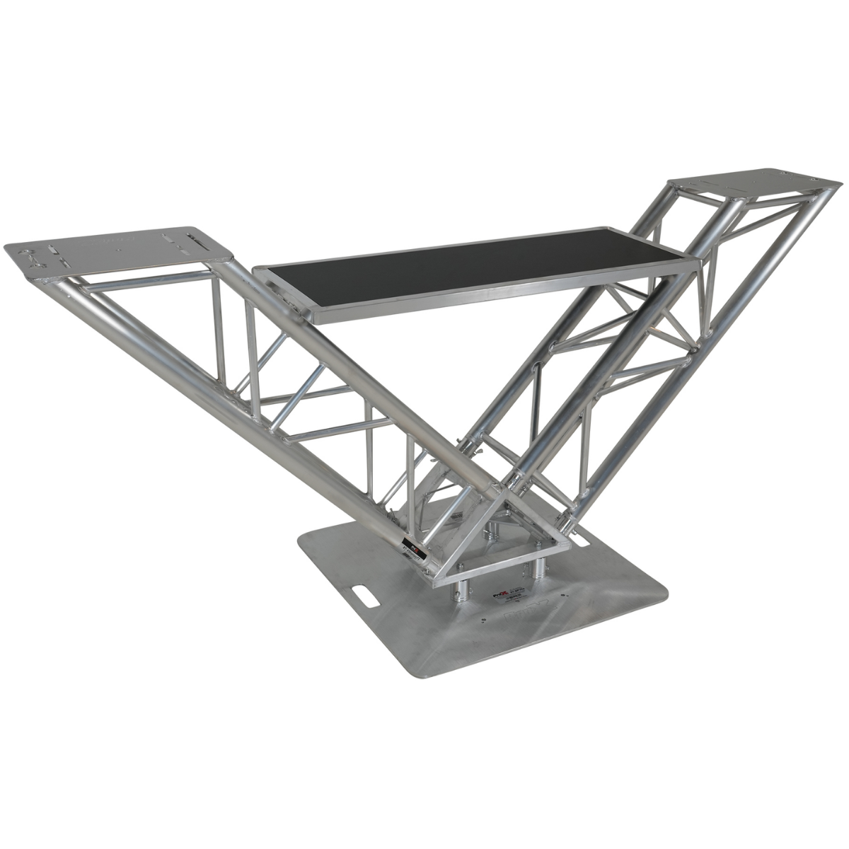 ProX XT-VERRAZANO30 | V-Shape Aluminum Truss DJ Table | Elevated Shelves with 30in Base Plate